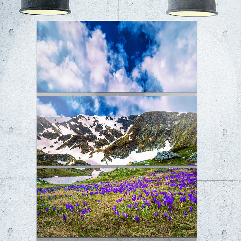 "Spring Blooming Crocus Flowers" Metal Wall Art, 3 Panels, 28"x36"