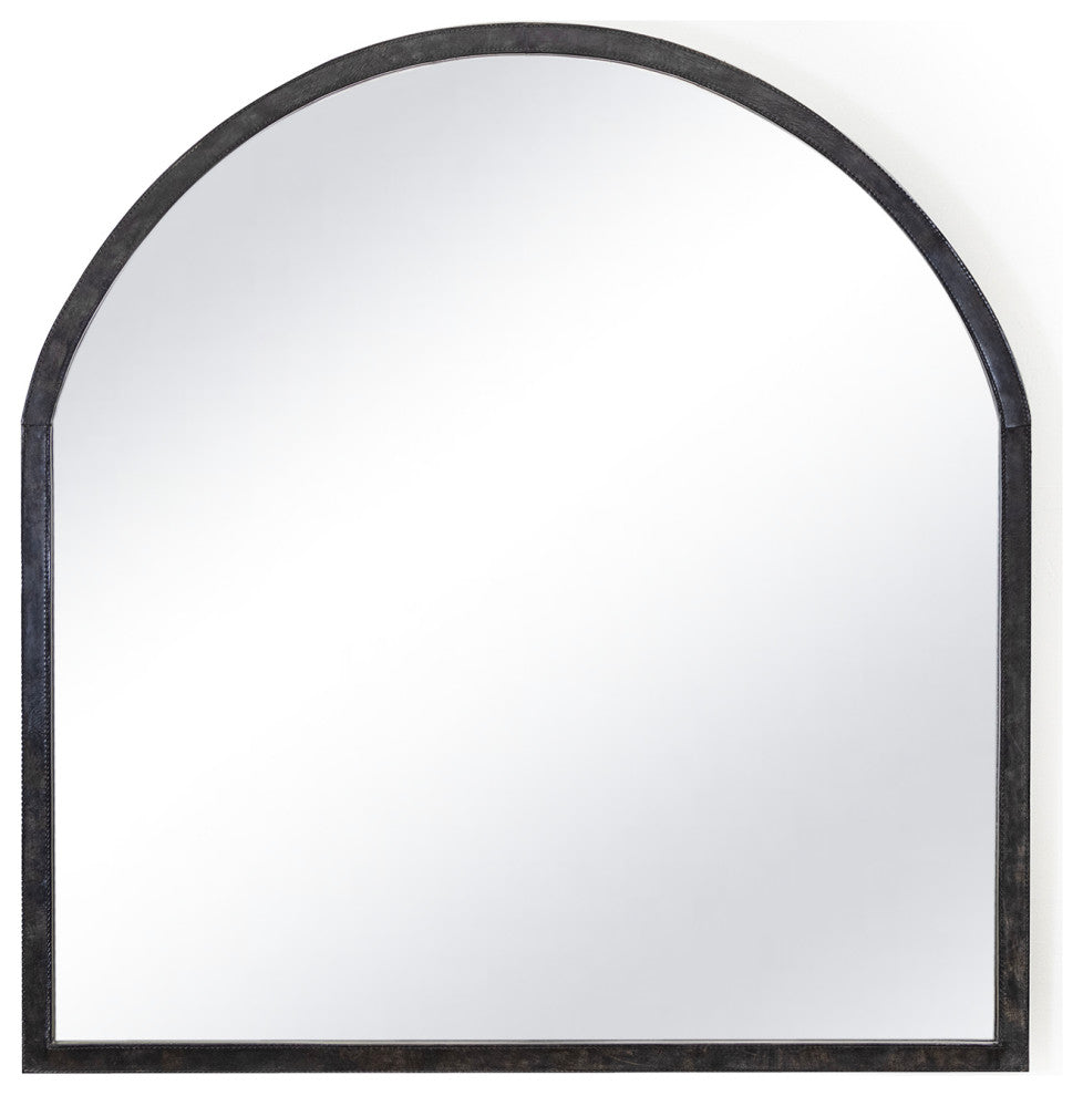Regina Andrew Knox Leather Mantle Mirror, Black