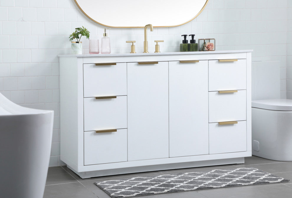 Bethany Single Bathroom Vanity, White, 54"