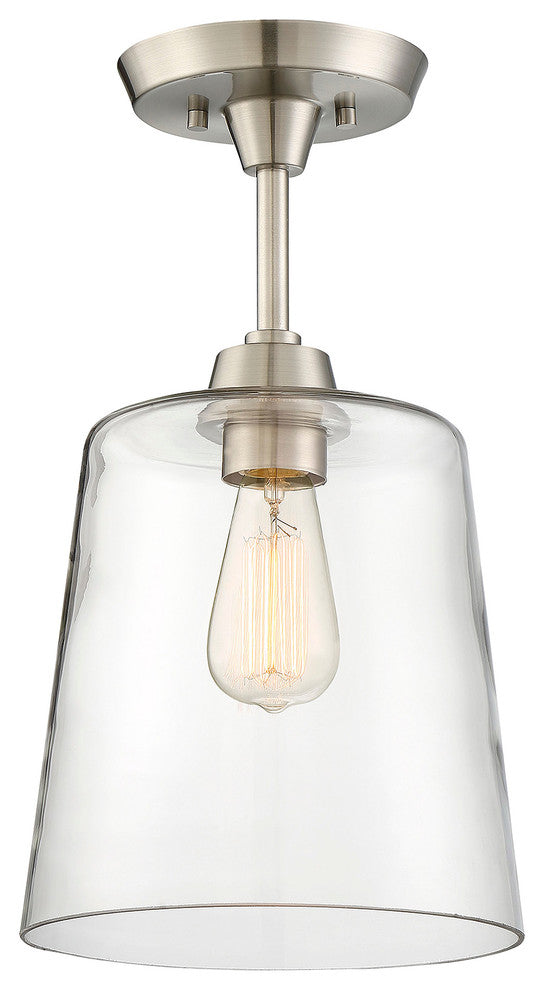 1-Light Semi-Flush Mount, Brushed Nickel