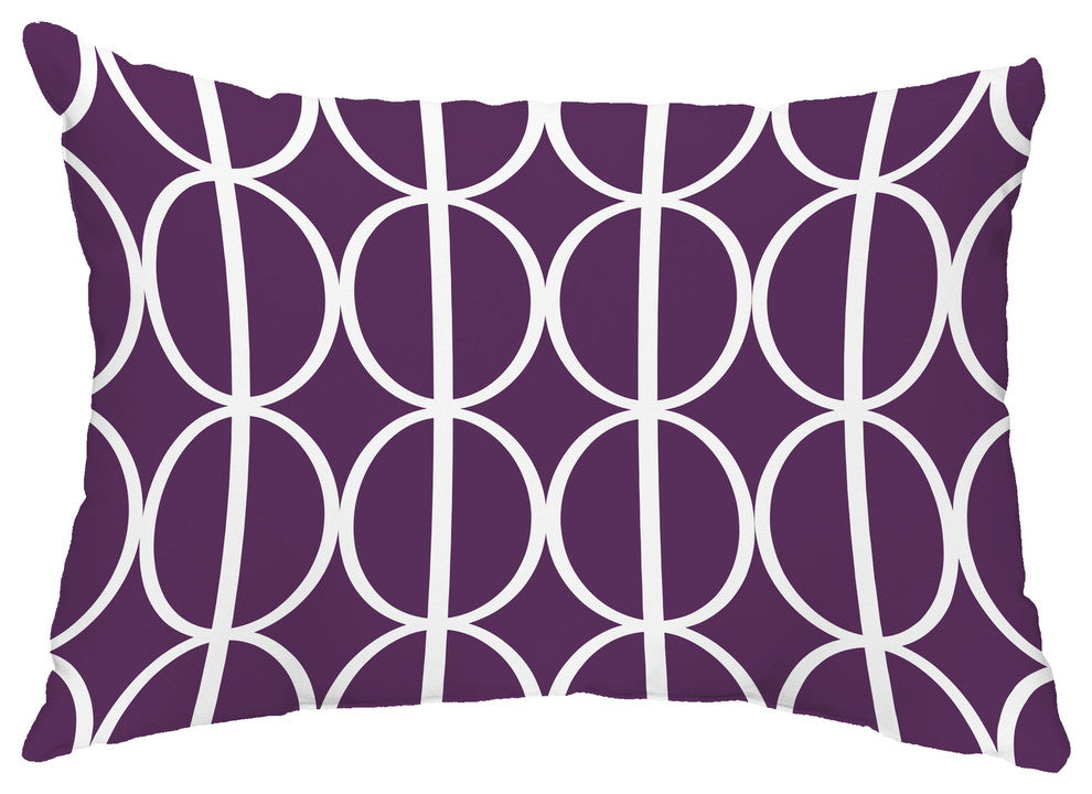 Ovals Go 'Round 14"x20" Abstract Decorative Outdoor Pillow, Purple