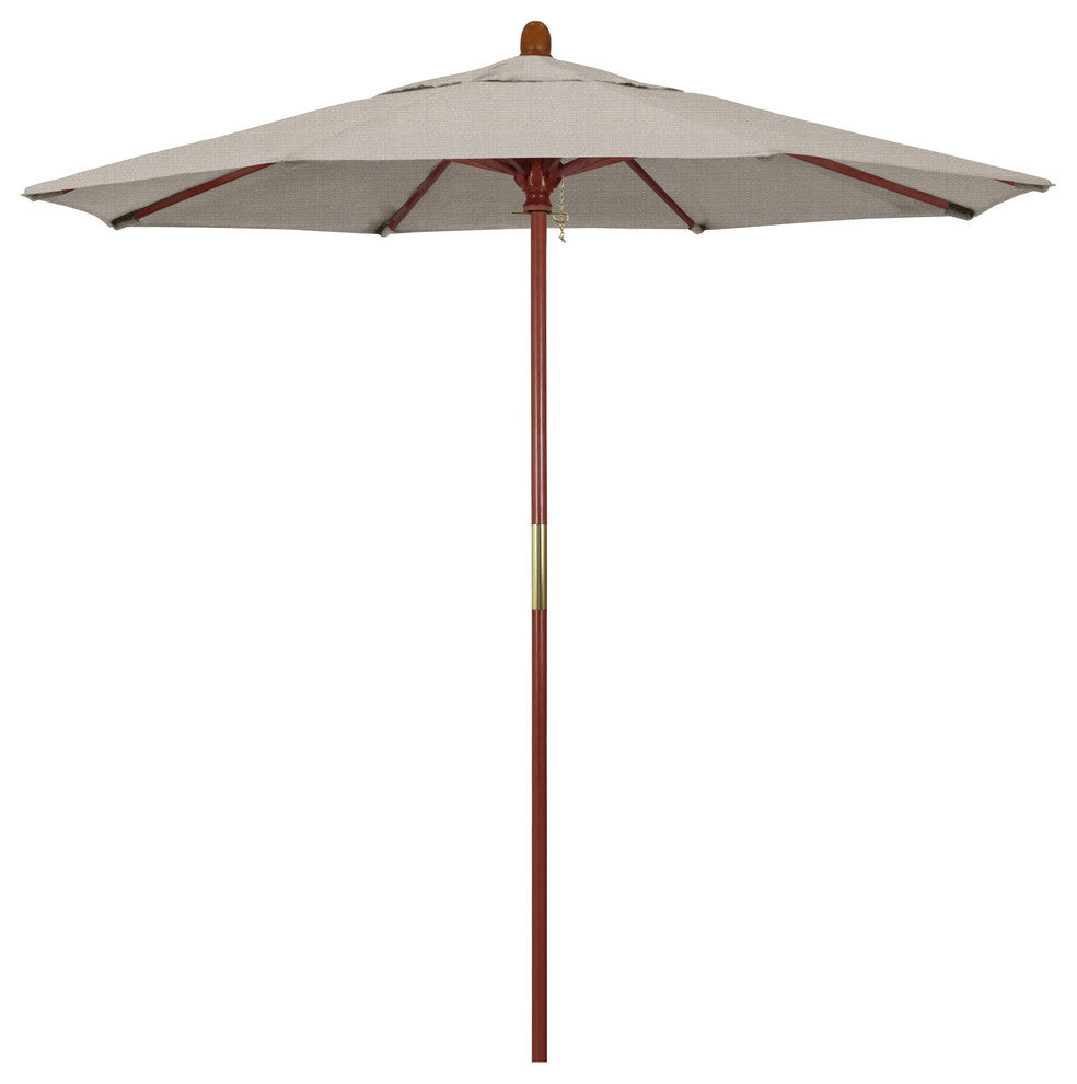 7.5' Square Push Lift Wood Umbrella, Woven Granite Olefin