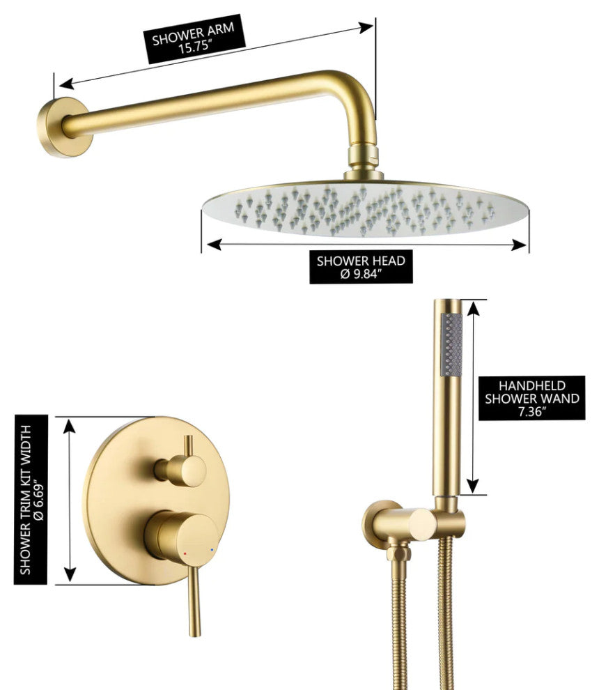 RBROHANT Wall Mount Shower Faucet Set Contain Pressure Balance Shower Valve Kit