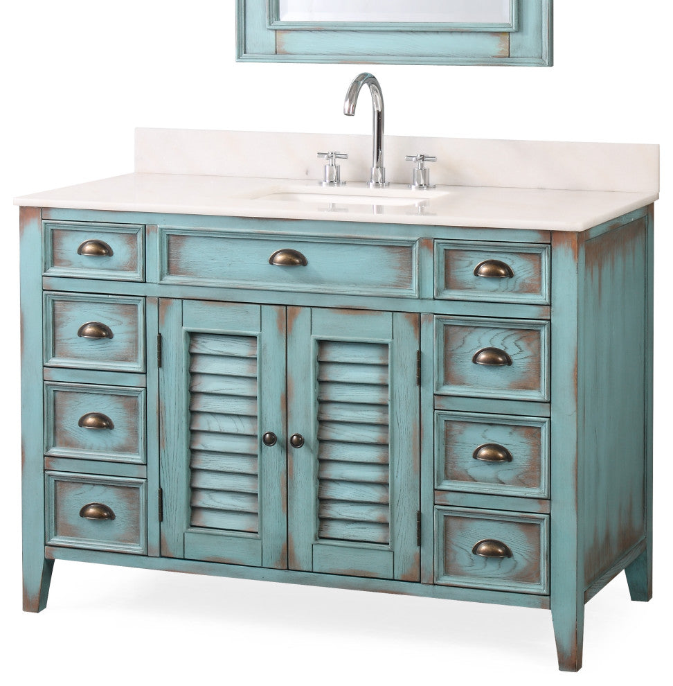 The Aurora Bathroom Vanity, Blue, 47", Single Sink, Freestanding