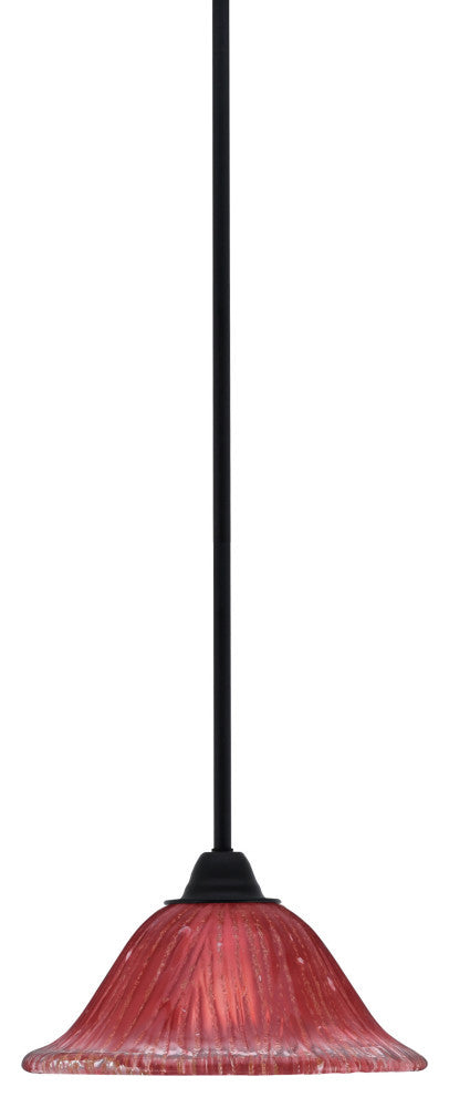 Paramount Mini Pendant, Matte Black, 10" Raspberry Crystal Glass