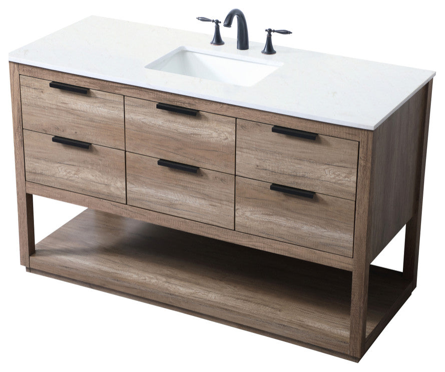 Louie 54" SIngle Bathroom Vanity, Natural Oak