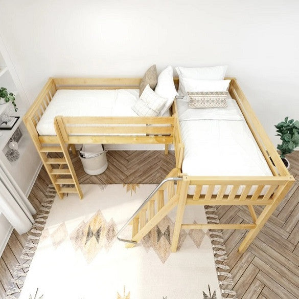 Hillcrest Twin Twin High Corner Beds, Natural