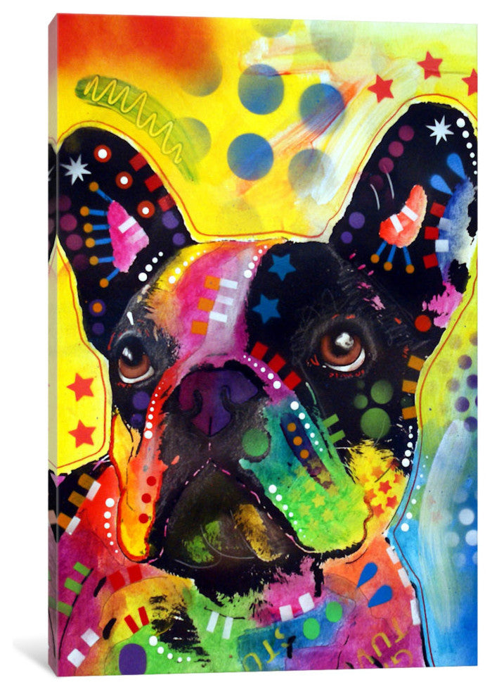 "French Bulldog II" by Dean Russo, 40x26x1.5"