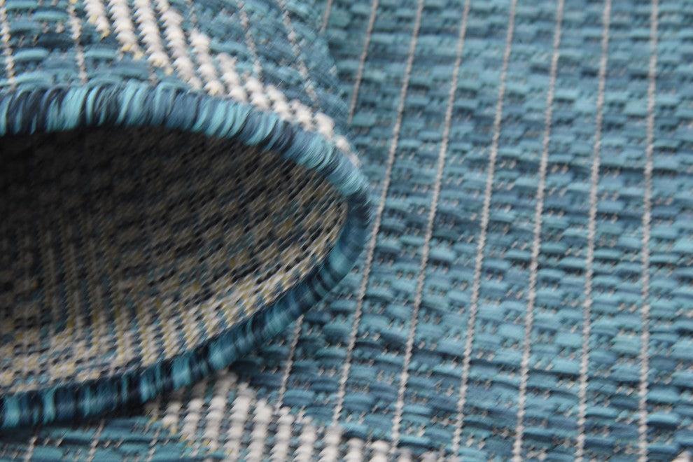 Unique Loom Teal Trellis Outdoor 5' 0 x 8' 0 Area Rug