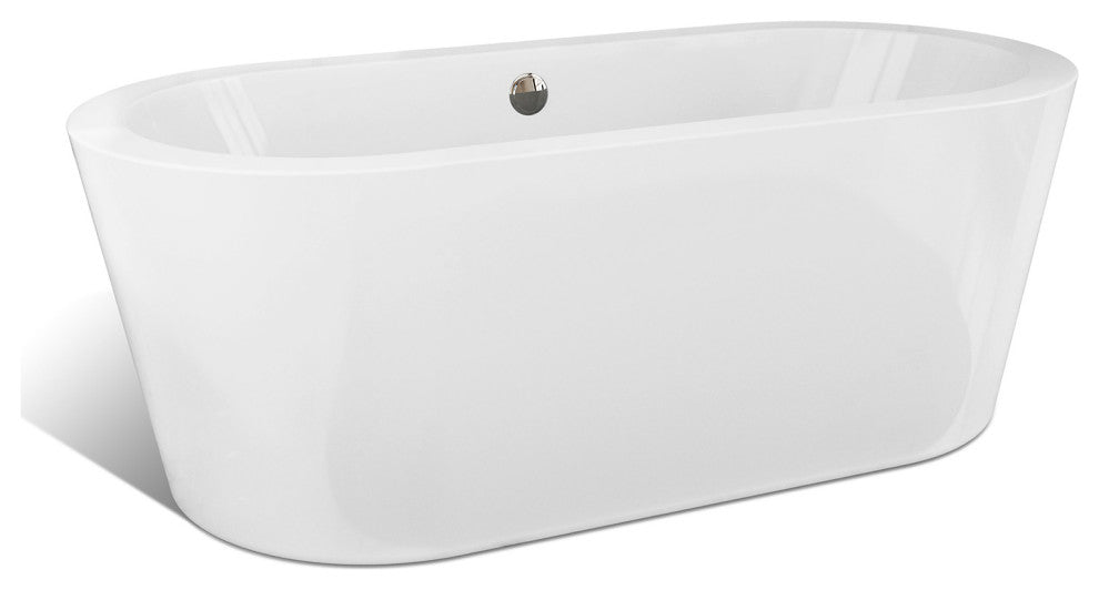 Empava 59" Luxury Freestanding Bathtub Acrylic Soaking Tub Modern Standalone