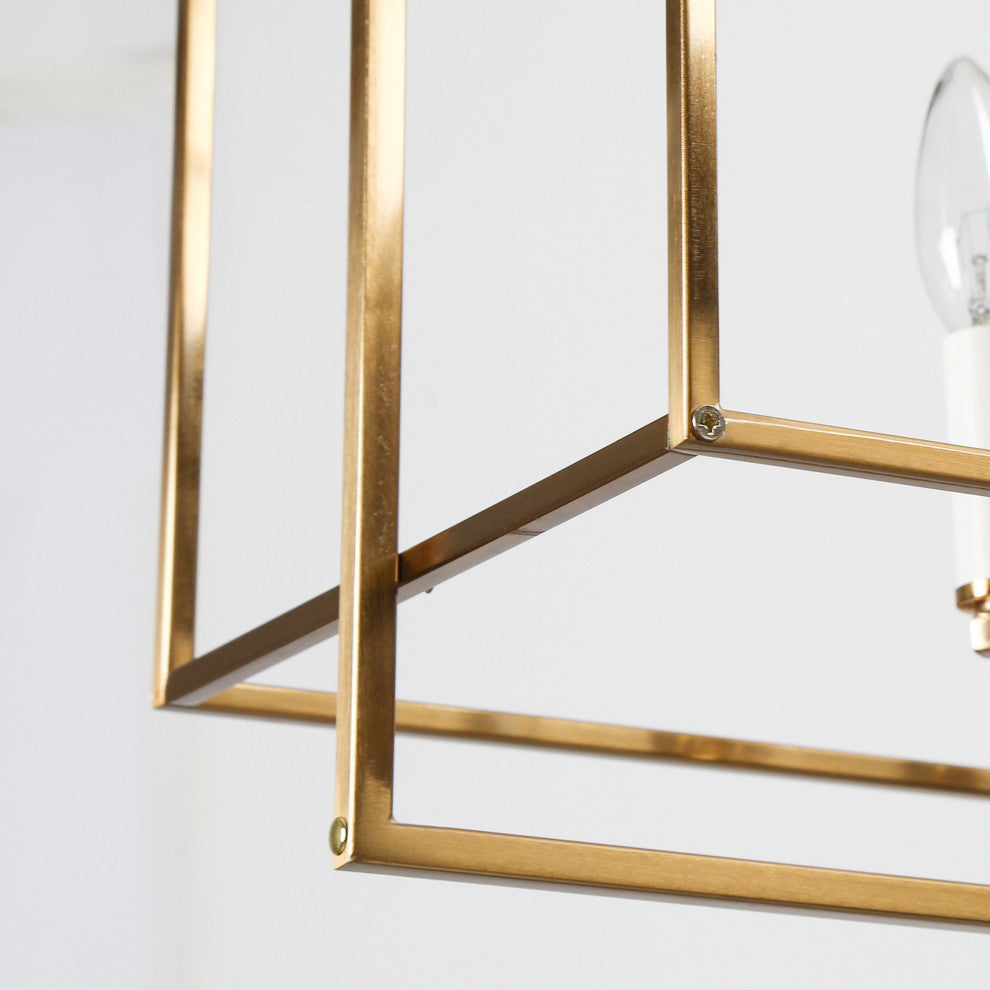 LNC Ellan 8-Light Polished Brass and Matte White Modern Kitchen Island Light