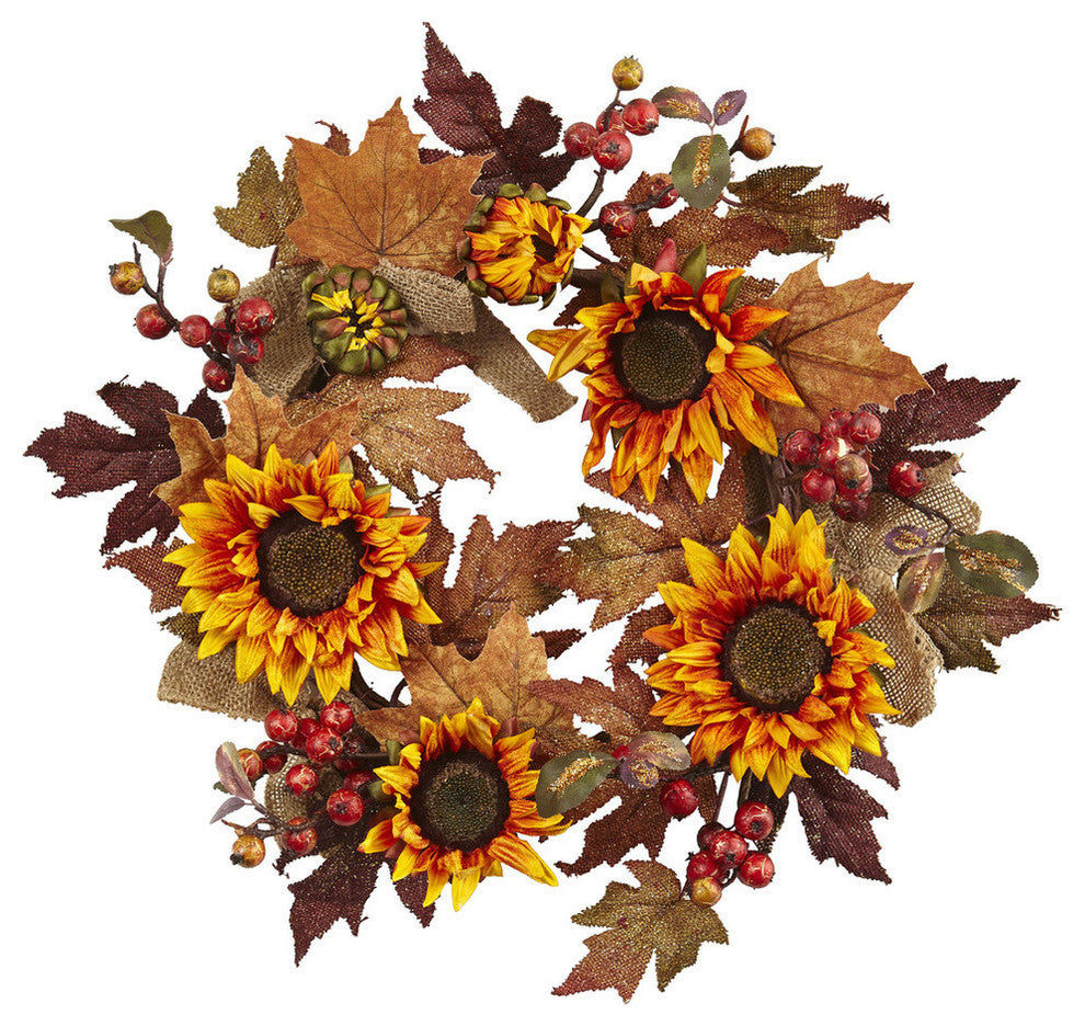24" Sunflower & Berry Wreath