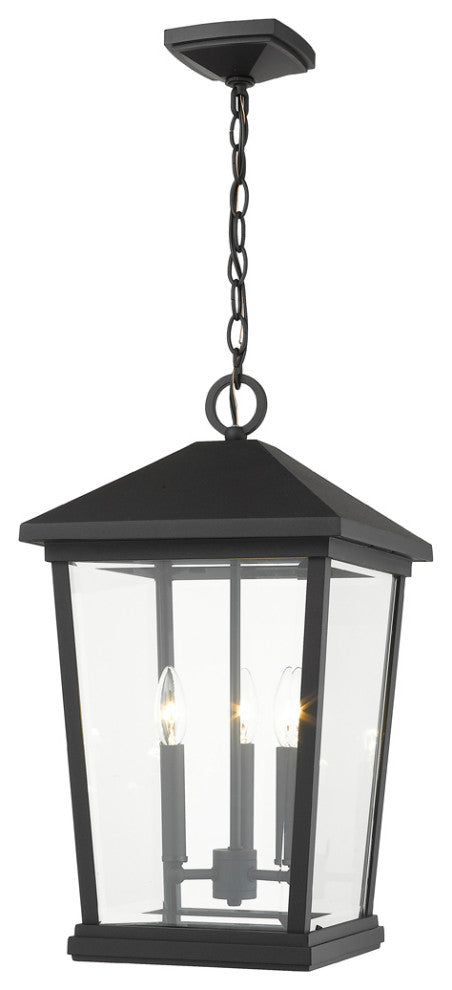 Beacon 3 Light Outdoor Chain Mount Ceiling Fixture in Black