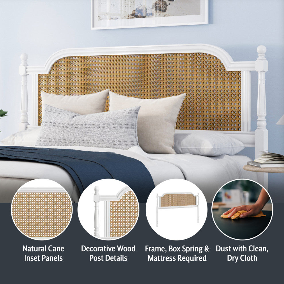 Melanie Wood and Cane Headboard, King