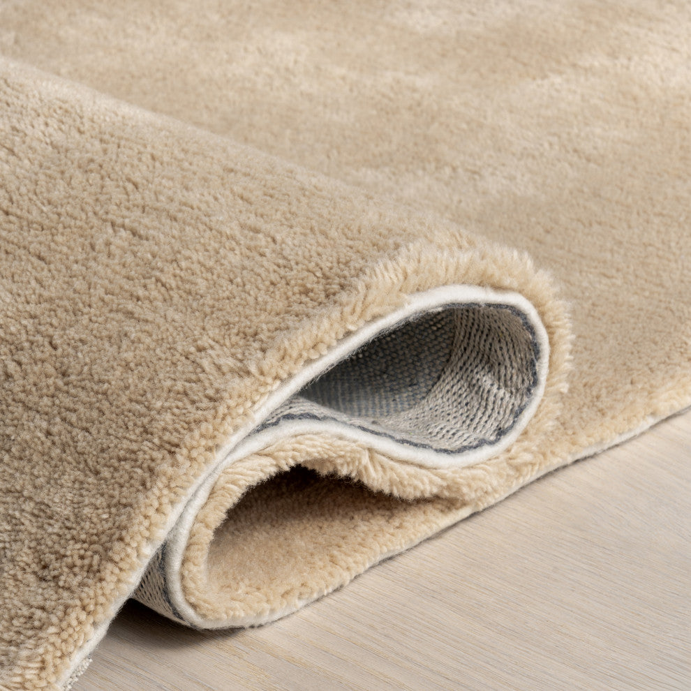 Gaia New Zealand Wool Shag Area Rug, Sand 6' x 9'