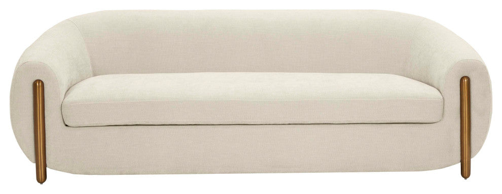 Lina Upholstered Sofa, Cream Textured Linen