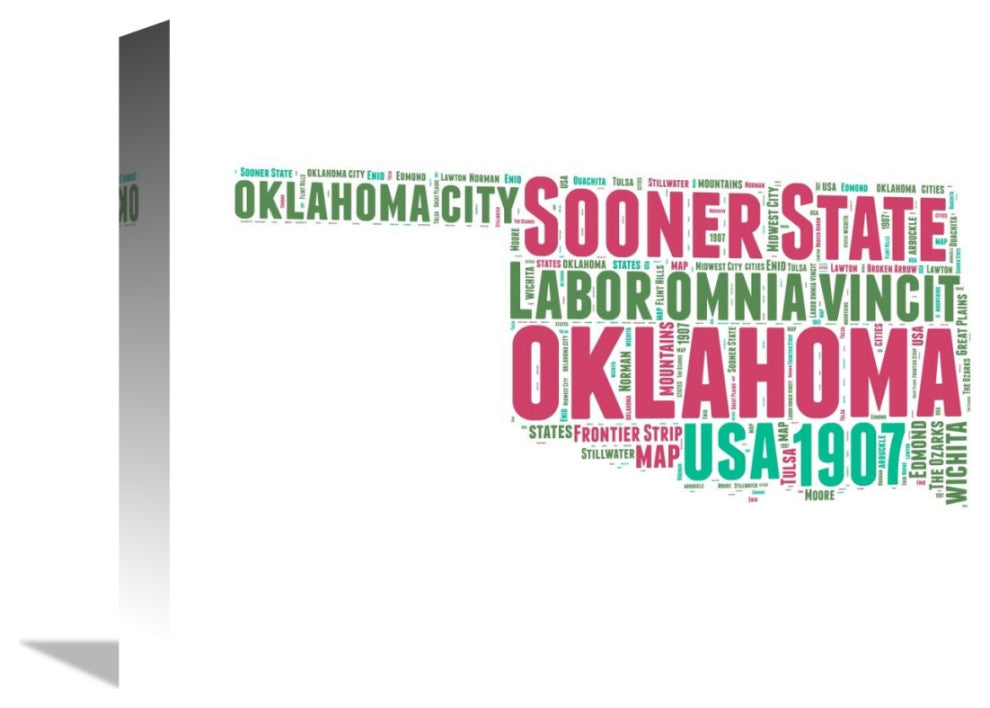"Oklahoma Word Cloud Map" Fine Art Print