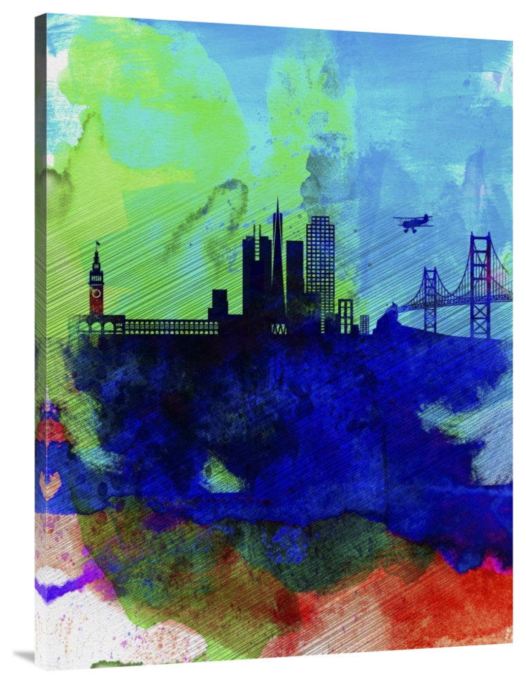 "San Francisco Watercolor Skyline 2" Fine Art Print