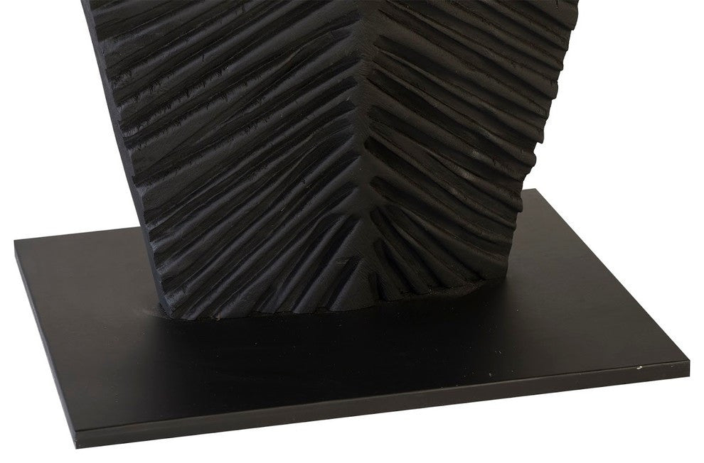 Carved Leaf on Stand, Burnt, Small