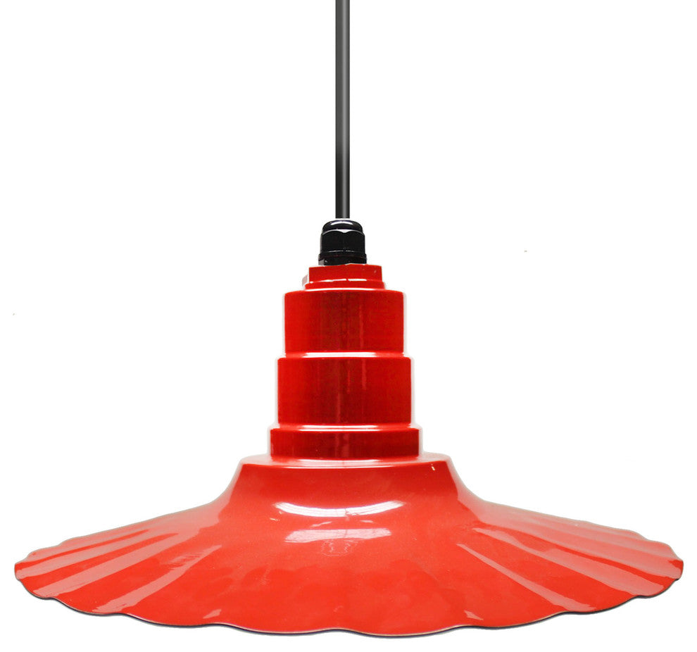 16" Radial Wave Pendant Light, Red, 16" Pendant Light, Black Cord