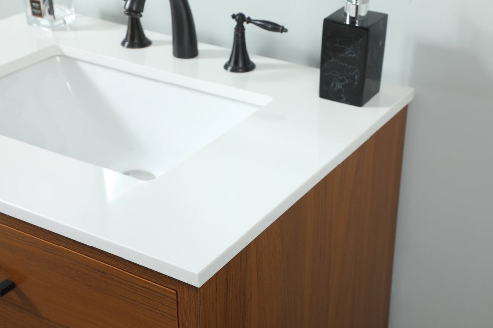 Home Living 22" Midcentury Modern Teak-Light Bathroom Vanity