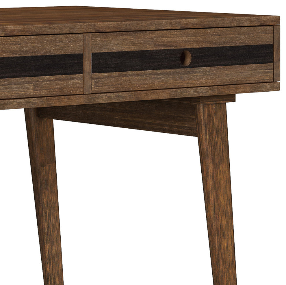 Clarkson Solid Acacia Wood Desk, Rustic Natural Aged Brown