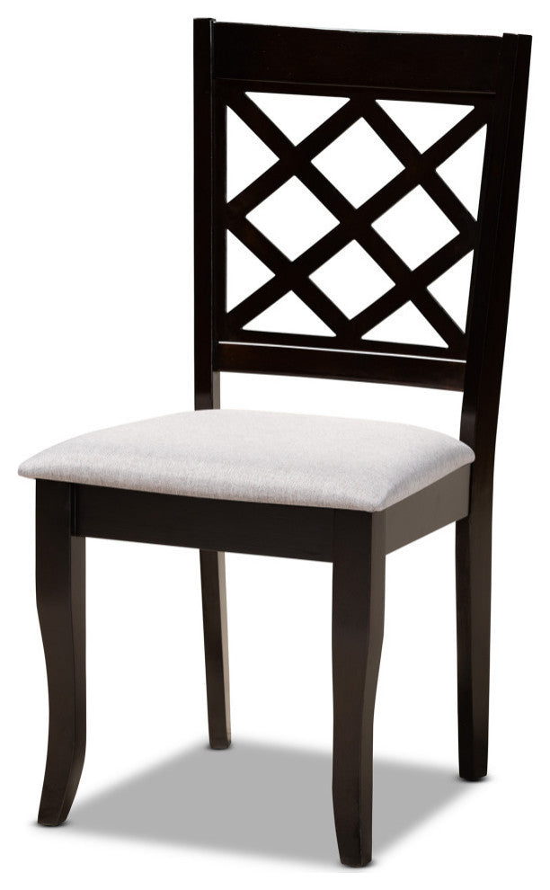 Cleo Modern Gray Fabric and Dark Brown Wood 5-Piece Dining Set