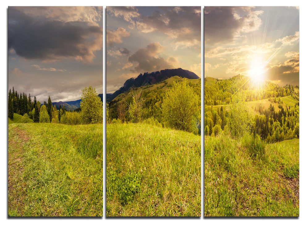 "Green Hillside Meadow Panorama" Metal Wall Art, 3 Panels, 36"x28"
