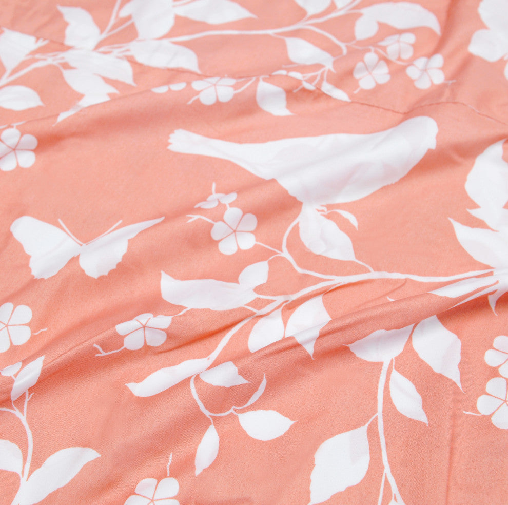 Birdsong 2 Piece Valance Set, Coral, 60"x18"