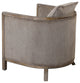 Weathered Wood Gray Chenille Tub Arm Chair, Accent Barrel Round Comfy