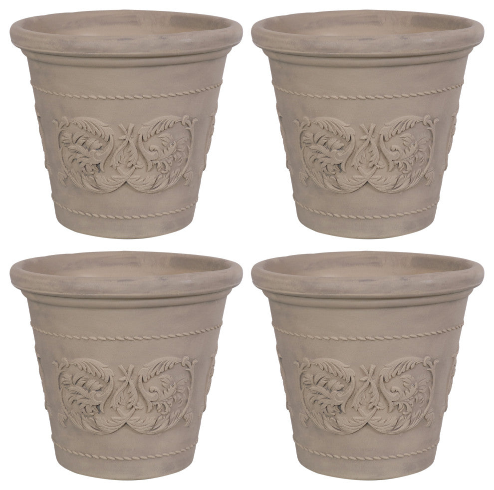 Sunnydaze Arabella Outdoor Flower Pot Planter, Beige, 20", Set of 4