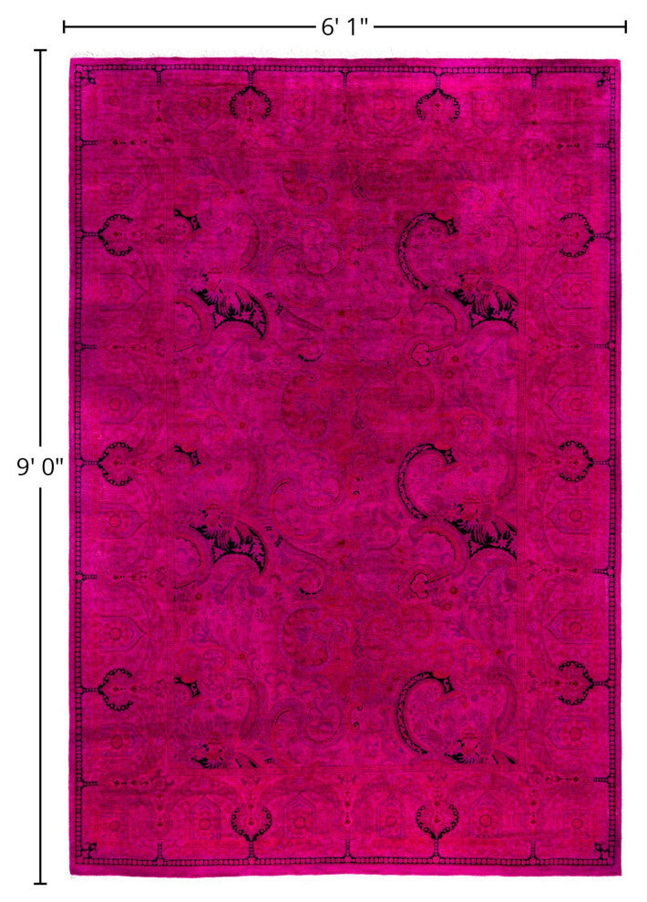 Overdyed One-of-a-Kind Hand-Knotted Area Rug Pink, 6' 1" x 9' 0"
