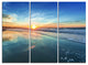 "Blue Seashore With Distant Sunset" Metal Wall Art, 3 Panels, 36"x28"