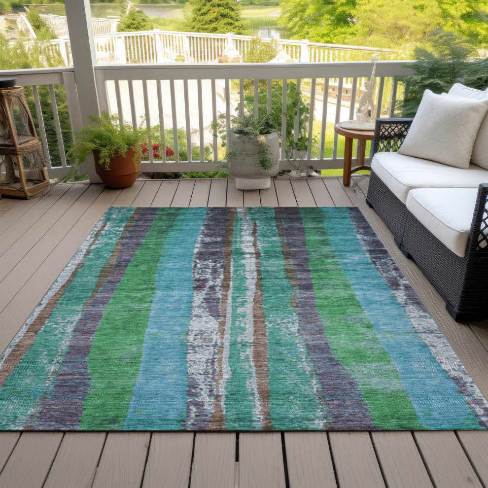 Machine Washable Indoor/Outdoor Chantille ACN1910 Teal 2'6" x 3'10" Rug