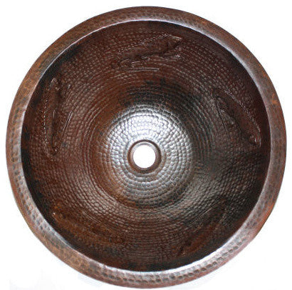 Undermount Hammered Round Lizard Bathroom Copper Sink