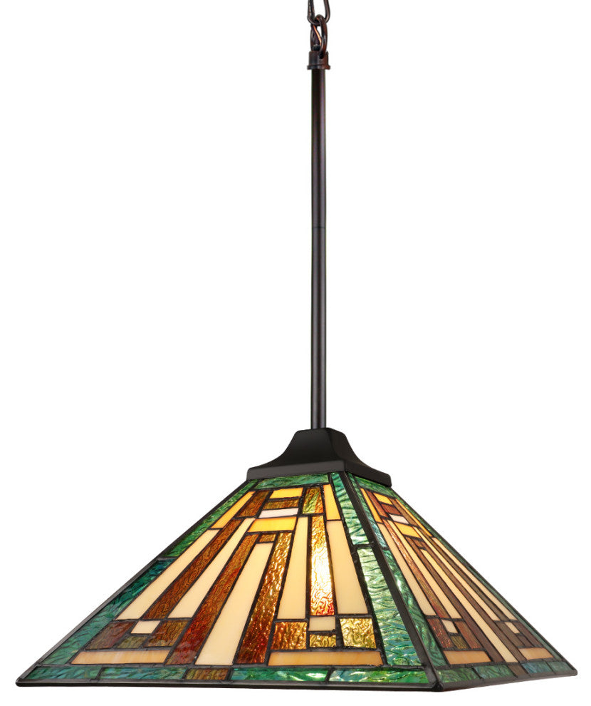 Firman Tiffany 1-Light Mission Ceiling Pendant 12" Shade