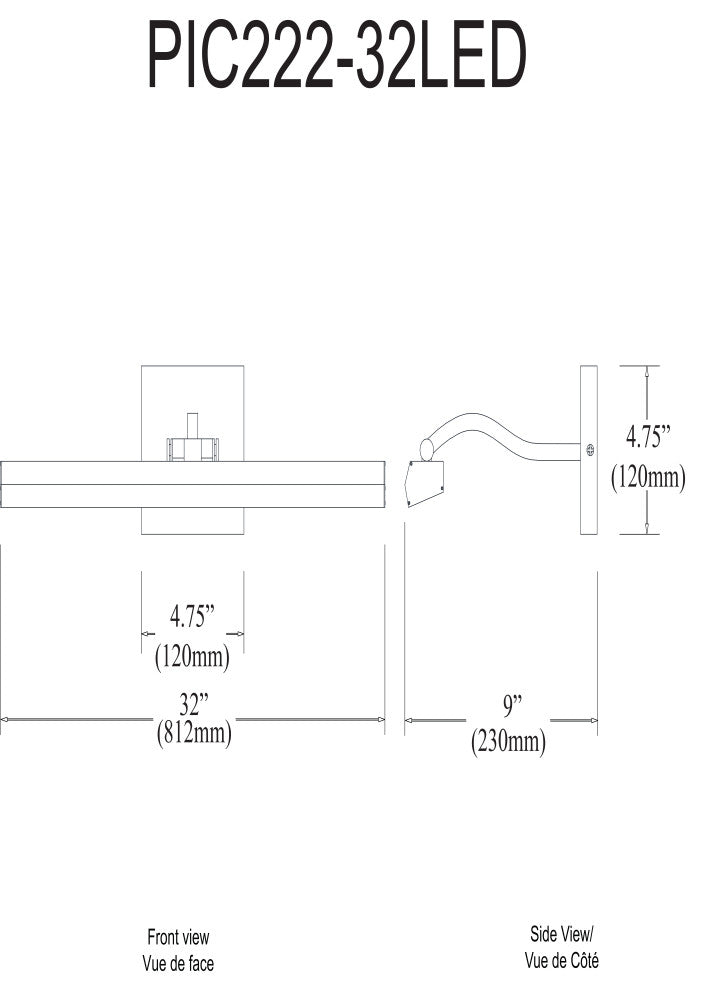 40W Picture Light With Frosted Glass, Aged Brass