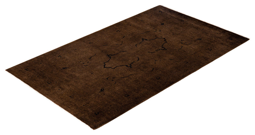 Overdyed One-of-a-Kind Hand-Knotted Area Rug Brown, 3' 1" x 5' 2"