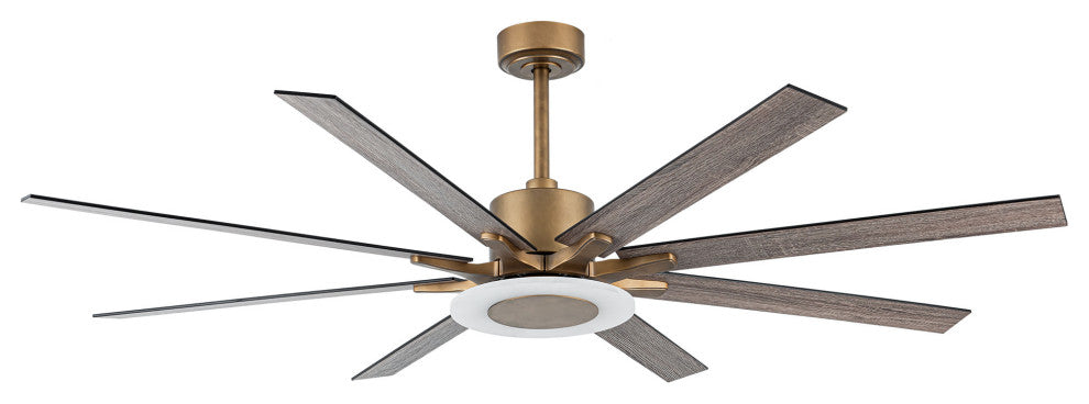 65 in Integrated LED Reversible Antique Gold Ceiling Fan With Remote Control