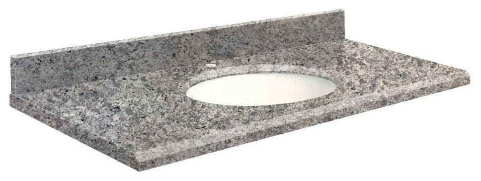 Quartz 49"x22" Vanity Top, Single Faucet Hole, Overture, White Bowl