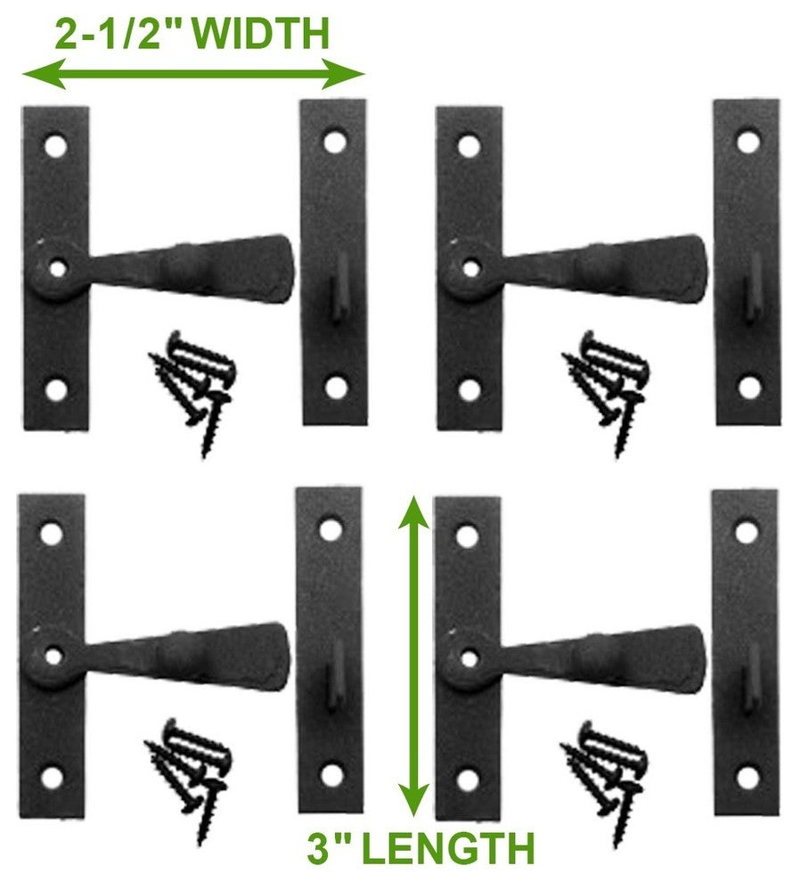 Cabinet Catch Black Wrought Iron .375in Offset 2.5in W Set of 4