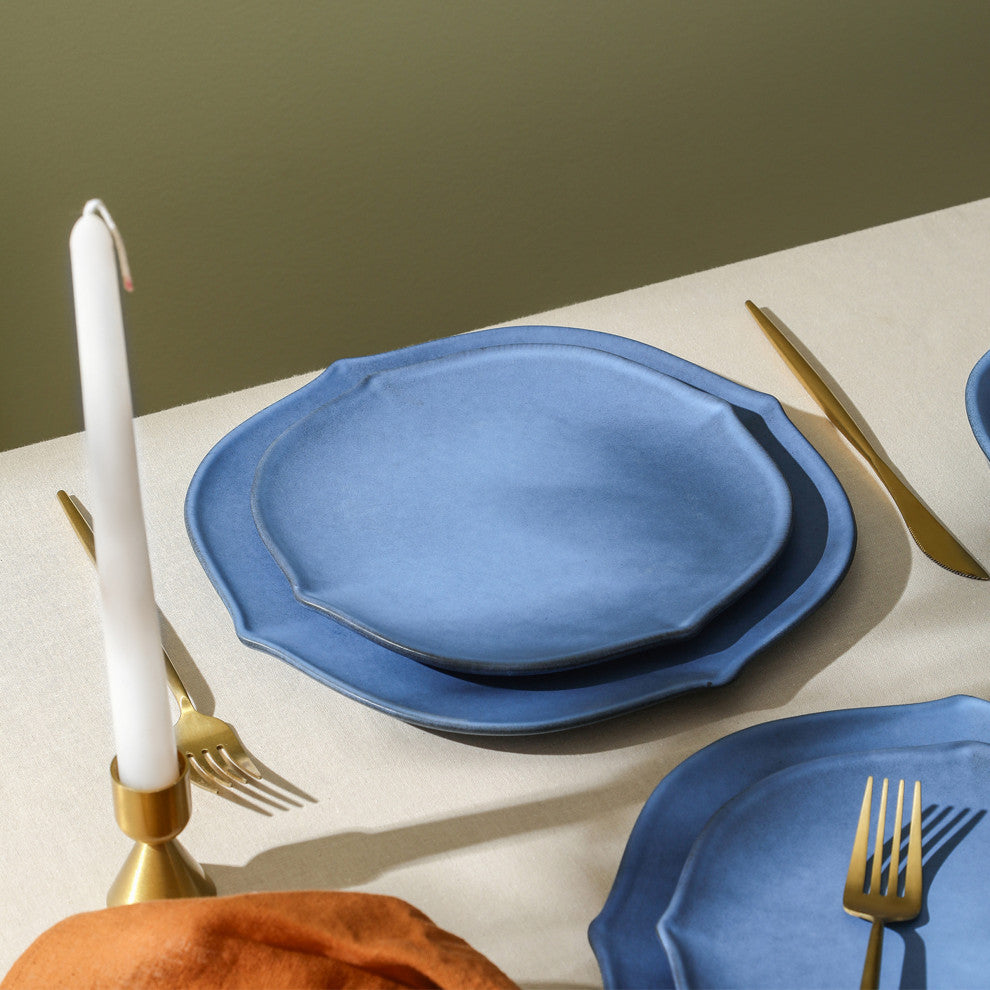 Stone Lain Baskerville Stoneware 24-Piece Dinnerware Set, Blue
