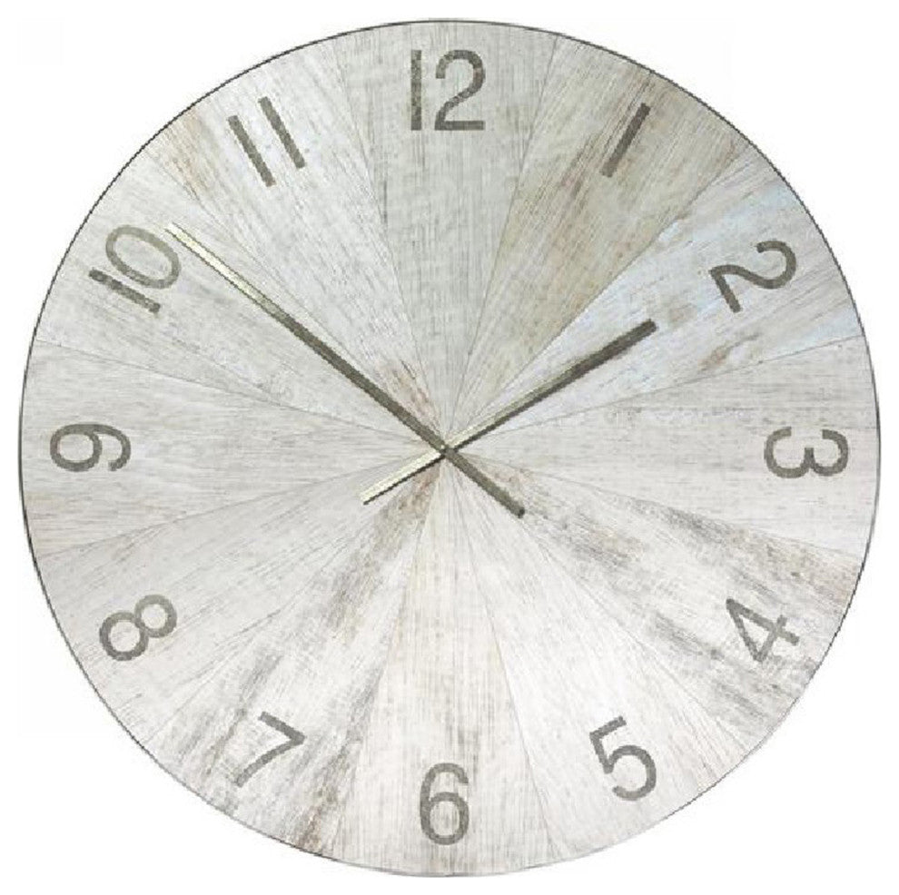 Spencer Metal and Wood Transitional Wall Clock With White Washed Oak Finish