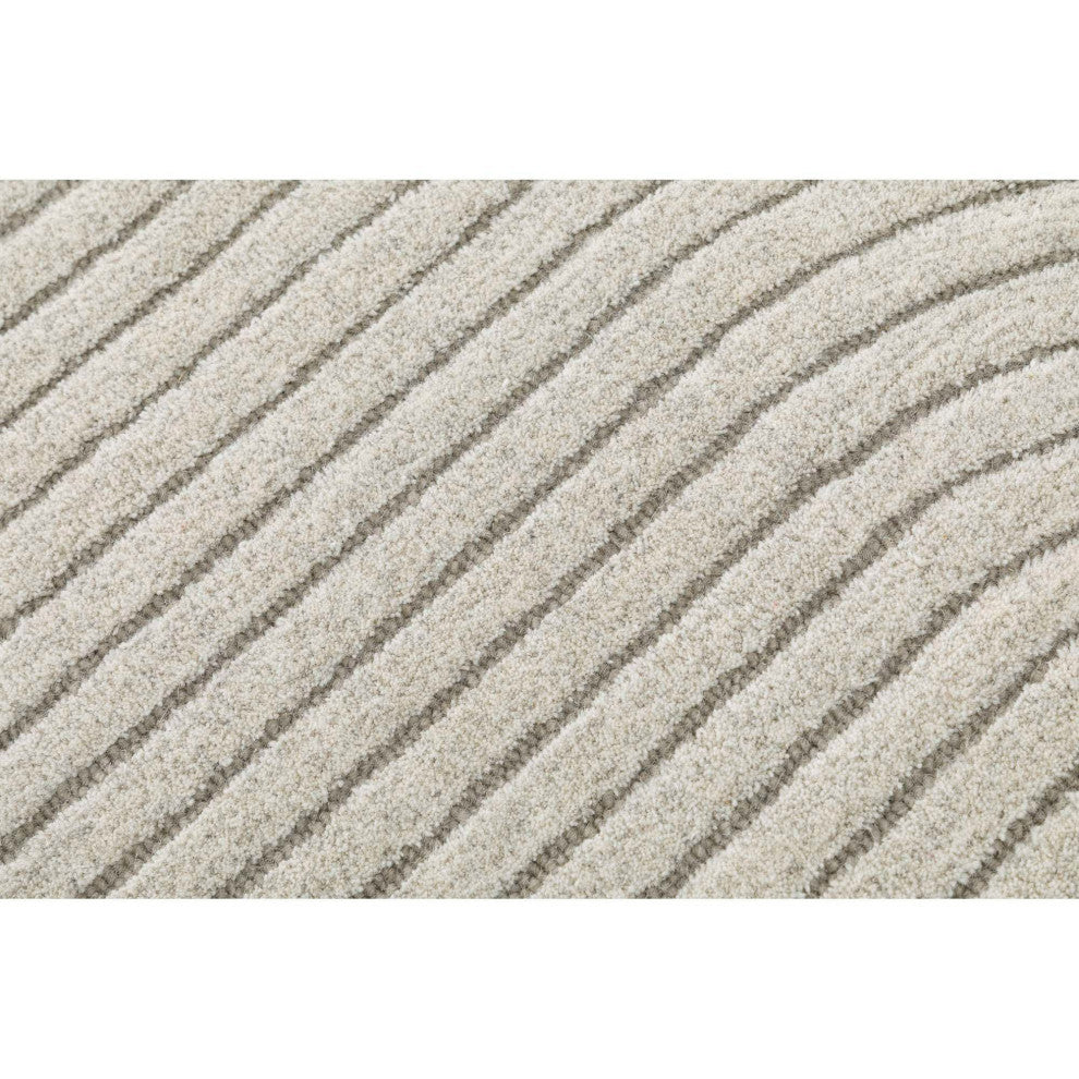 Mid-Century Tonal Area Rug, Ivory, 8'x10'