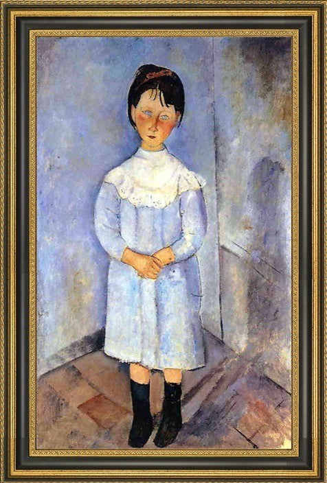 Amedeo Modigliani Little Girl in Blue - 18" x 27" Framed Premium Canvas Print