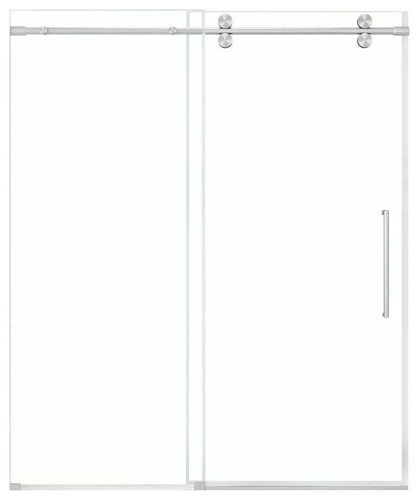 Reva Frameless Sliding Clear Alcove Shower Door, Satin Nickel, 60"