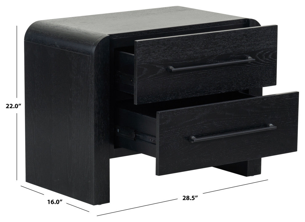 Safavieh Couture Katrina 2 Drawer Nightstand, Black