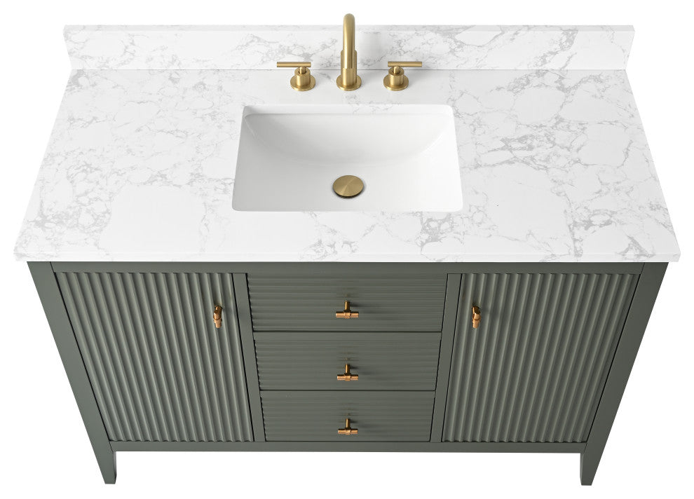 Vanity Art Freestanding Vanity, Vintage Green, 48", Single Sink, Golden Brushed