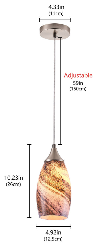 Modern Marble Art Glass Pendant Light With Brushed Nickel Finished, Blue