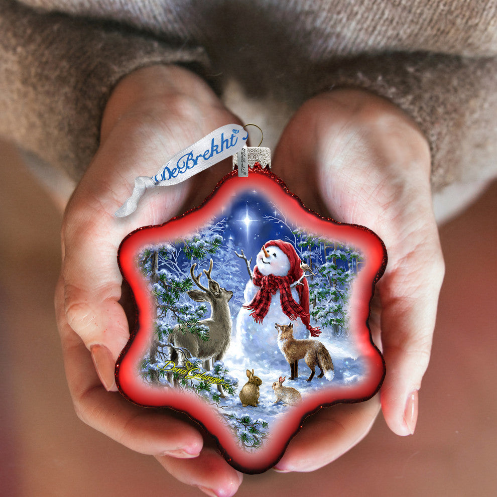 Heaven Snowman Glass Ornament